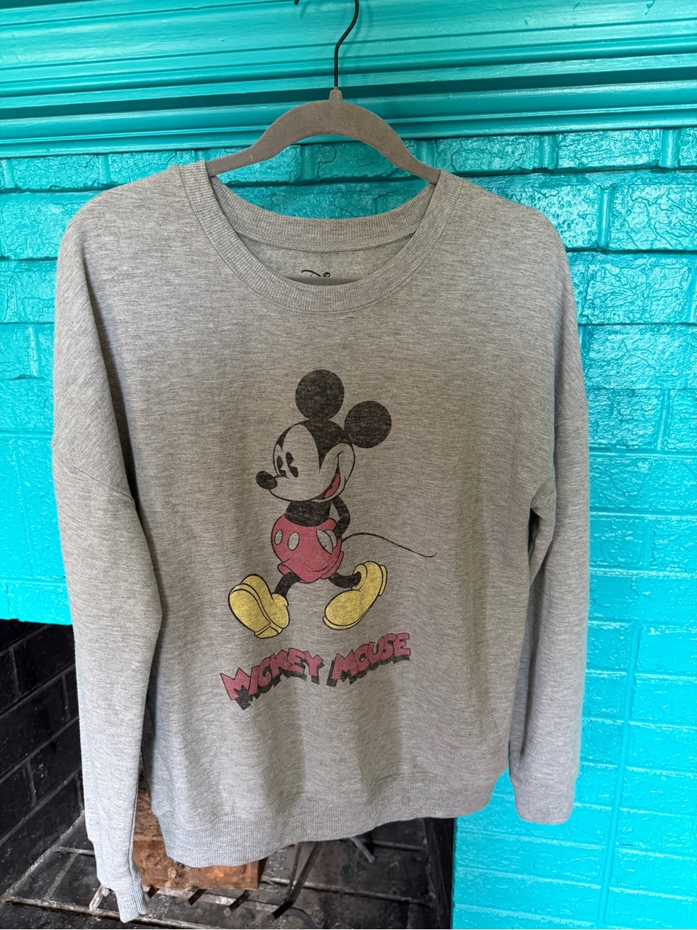 Mickey Light Gray Graphic Pullover with Black Print